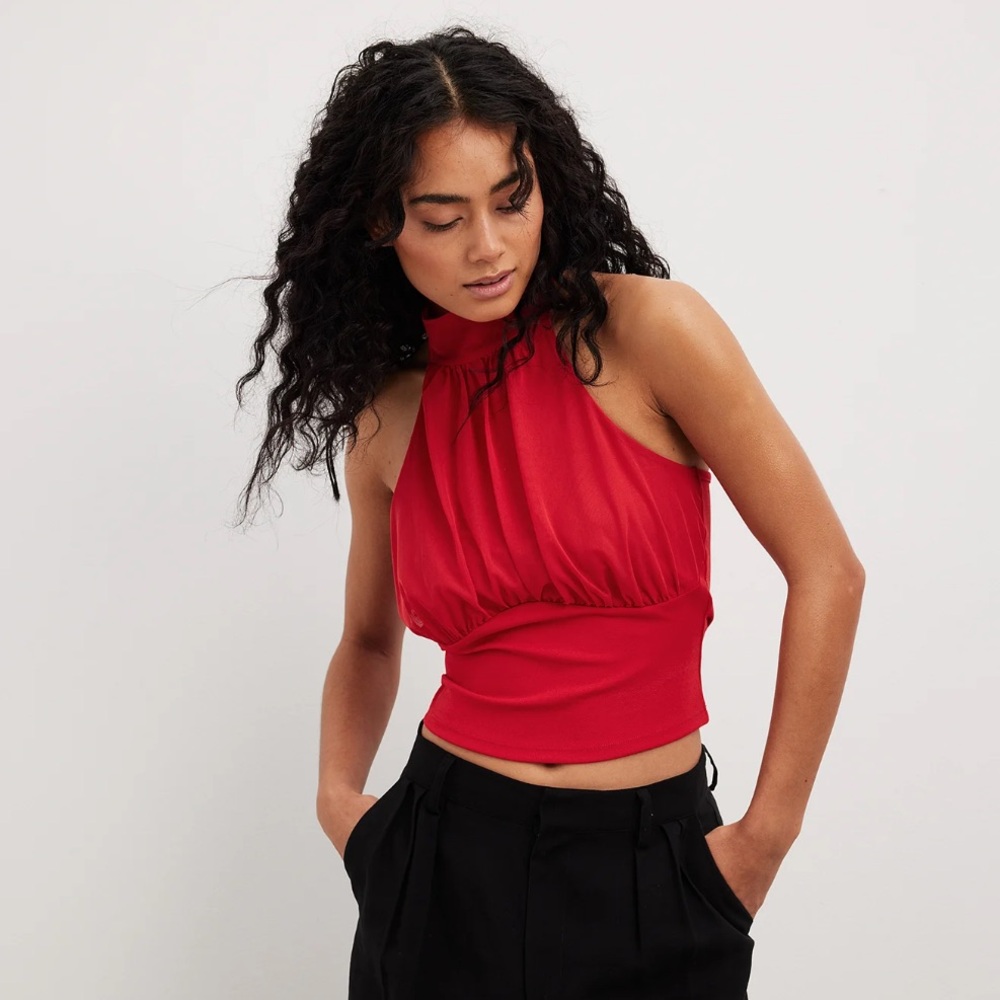 NA-KD Red Halter Top